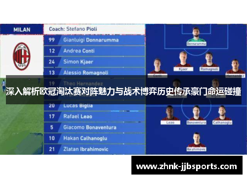 深入解析欧冠淘汰赛对阵魅力与战术博弈历史传承豪门命运碰撞 深入解析欧冠淘汰赛对阵魅力与战术博弈历史传承豪门命运碰撞